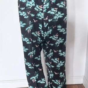 J. Crew Black and Teal Floral Wide Leg Pants